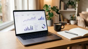 A comparison of Jasper pricing alternatives on a laptop screen, showing different SaaS dashboards for content creation.