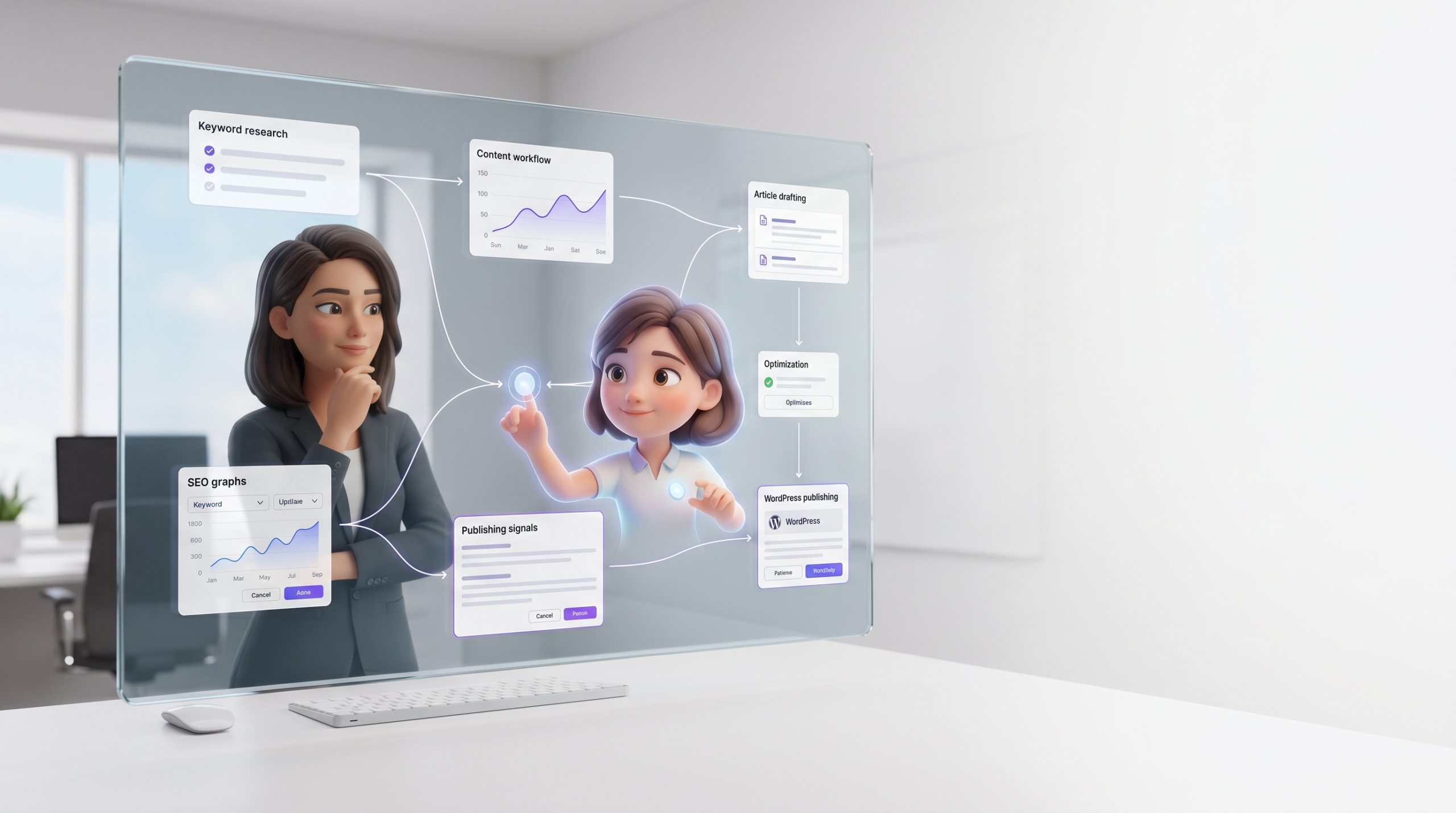 A founder reviews a strategic dashboard managed by the best AI marketing agent, which autonomously executes multi-channel campaigns.