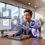 A founder using an AI campaign management system to visualize and optimize a marketing campaign with the help of an AI agent.