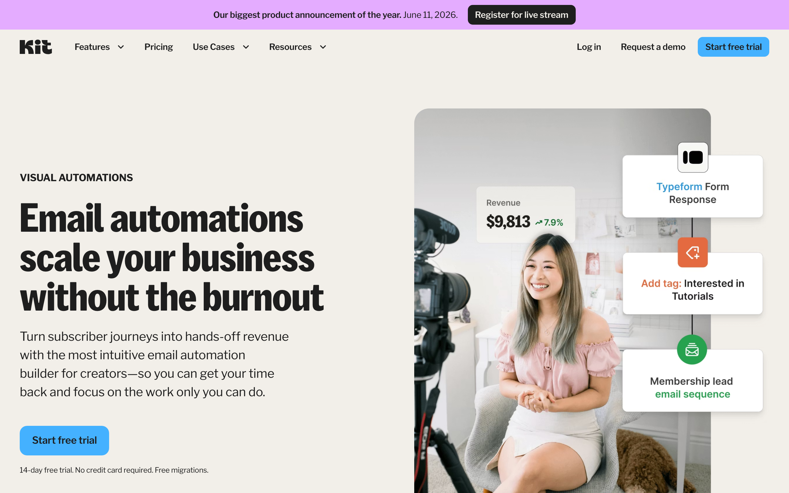ConvertKit's visual automation editor, designed for content creators to build email sequences.